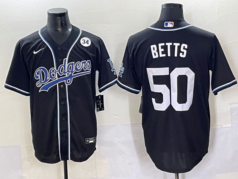 Men 2025 Los Angeles Dodgers 50 Betts Black Three generations Fashion Nike MLB Jersey style 70410